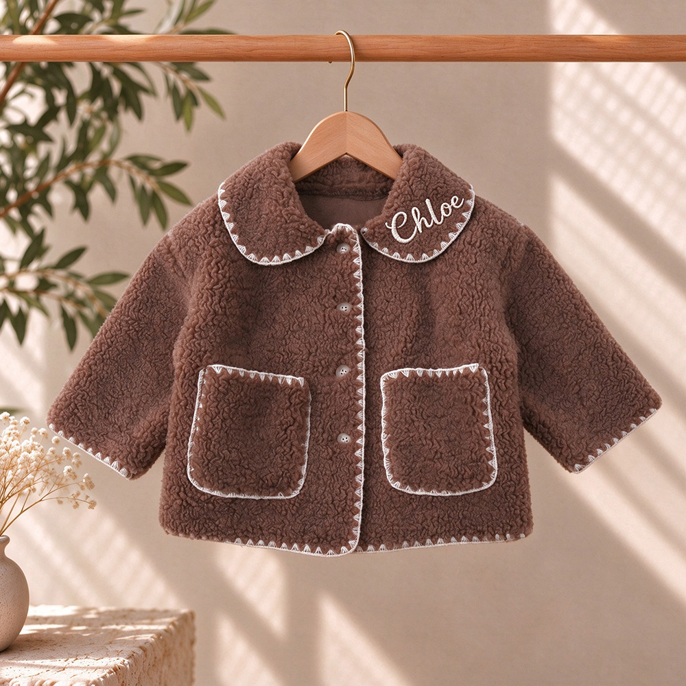 Personalized Embroidered Girls Sweet Teddy Fleece Coat | Cloth300