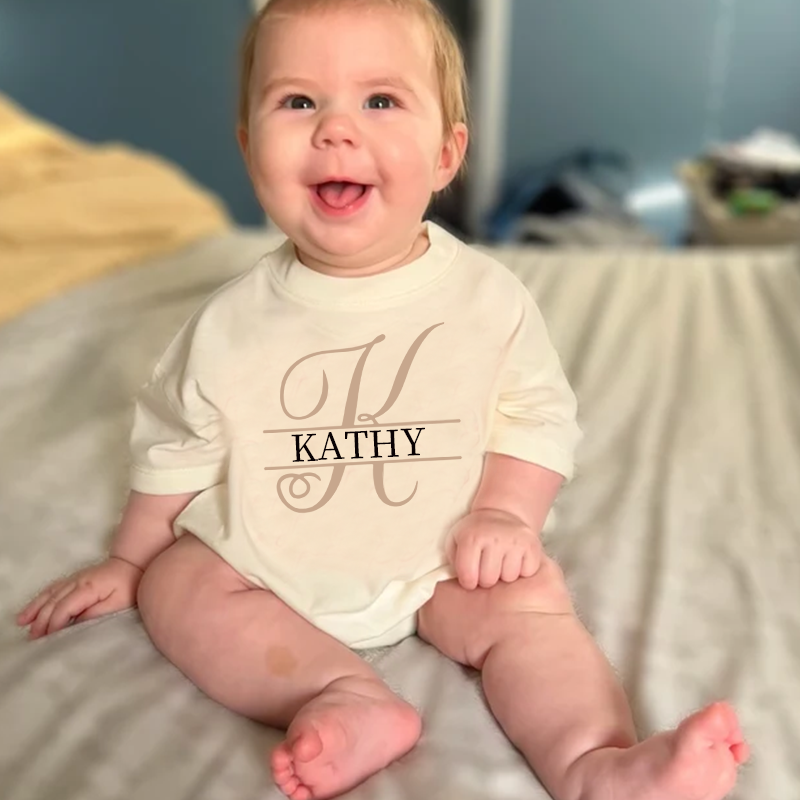 Personalized Baby Split Monogram Alphabet Bubble Romper| BBCloth46