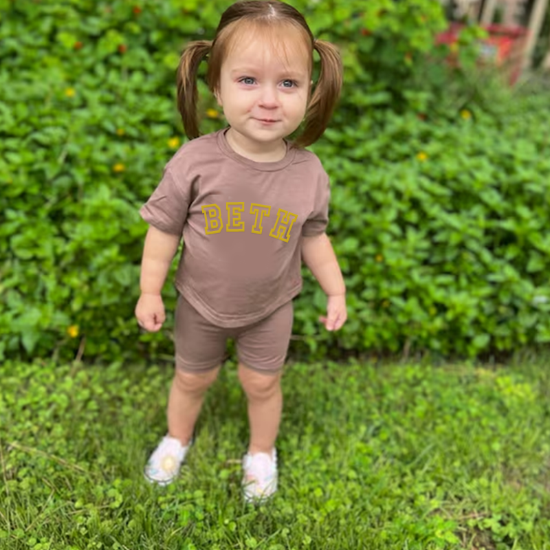 Personalized Kids Puff Vinyl Toddler Shorts Set| Cloth156