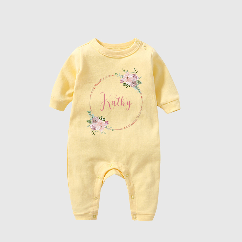 Personalized Baby Girl Newborn Floral Going Home Bodysuit| BBCloth29