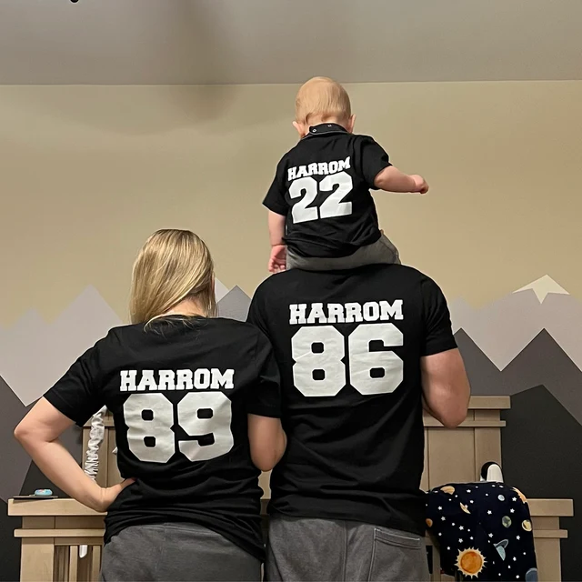 Personalised Dad and Baby Last Name Number Matching Shirts| Match02