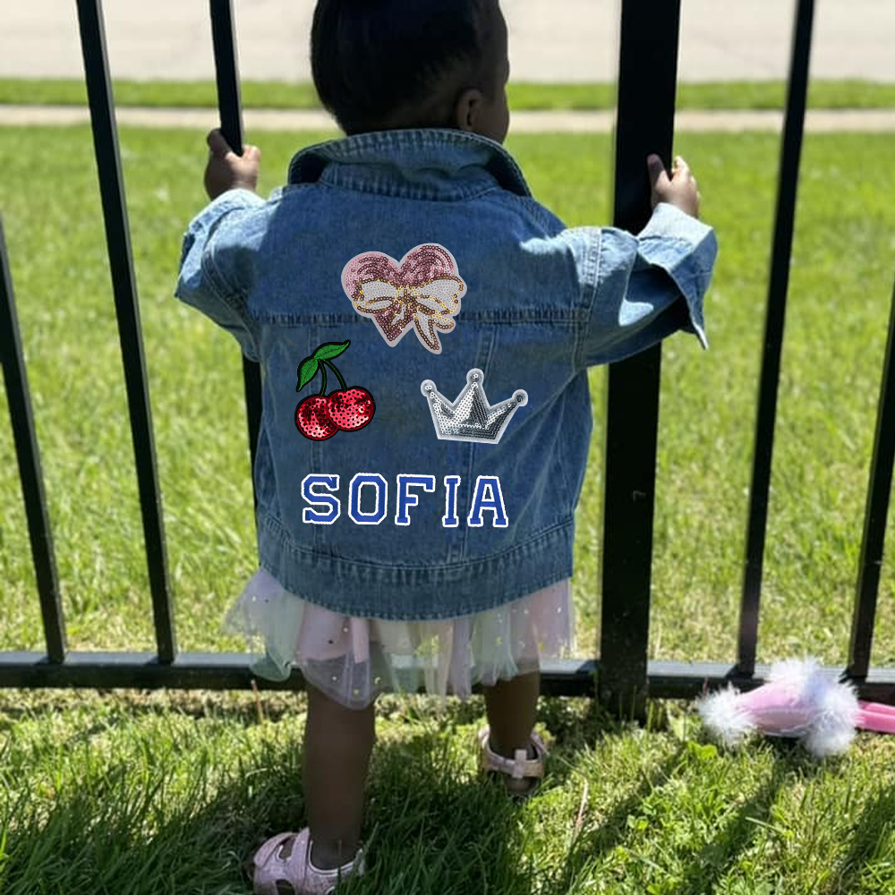 Personalized Girls Denim Patch Jacket| Cloth179