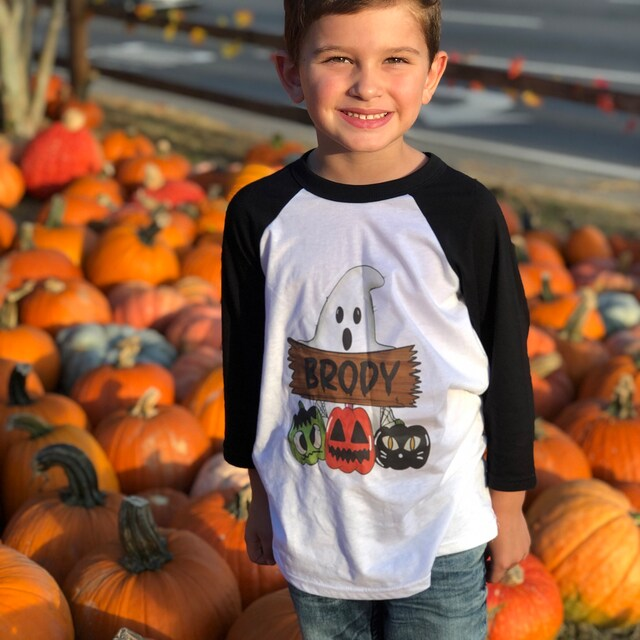 Personalized Kids Halloween Initials Long Sleeves Shirt| Cloth12409