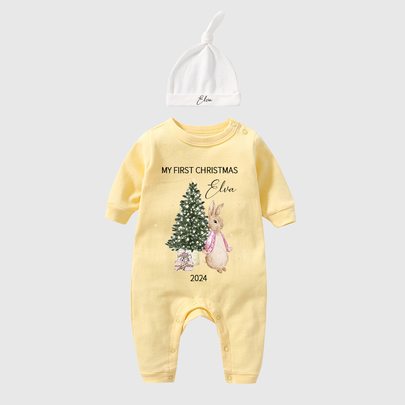 Personalized Baby First Christmas Rabbit Outfit| BBCloth1203