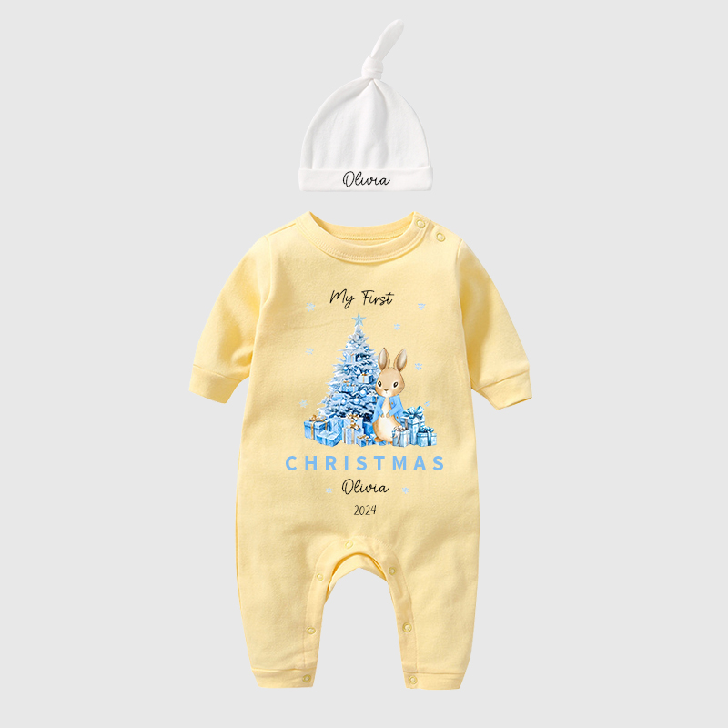 Personalized Baby First Christmas Rabbit Outfit| BBCloth1205