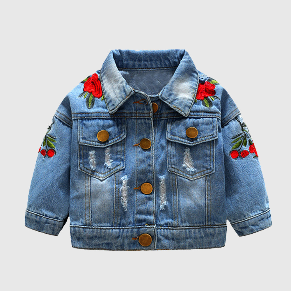 Personalized Girl Embroidered Rose Demin Jacket| Cloth251