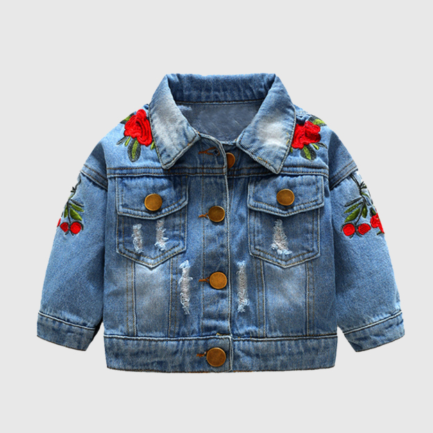 Personalized Girl Embroidered Rose Demin Jacket| Cloth251