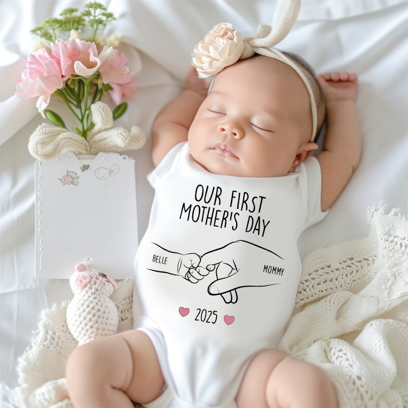 Personalized Our First Mother's Day Baby Cozy Onesie| BBcloth2216