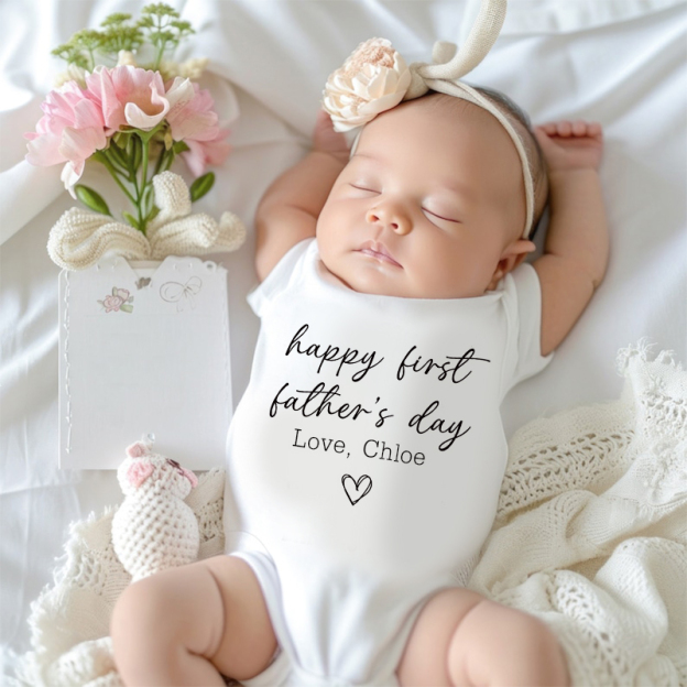 Personalized Happy First Father's Day Baby Cozy Onesie| BBcloth2229