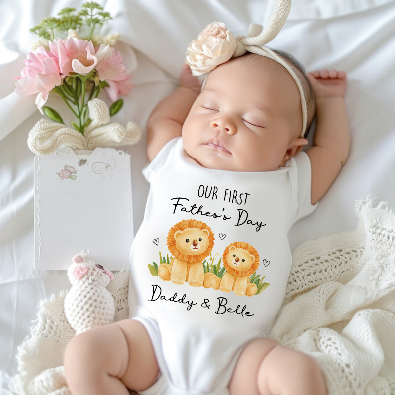 Personalized Our First Father's Day Baby Cozy Onesie| BBcloth2230
