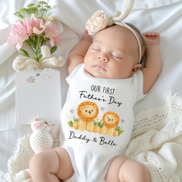 Personalized Our First Father's Day Baby Cozy Onesie| BBcloth2230