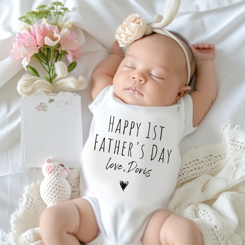 Personalized Happy First Father's Day Baby Cozy Onesie| BBcloth2231