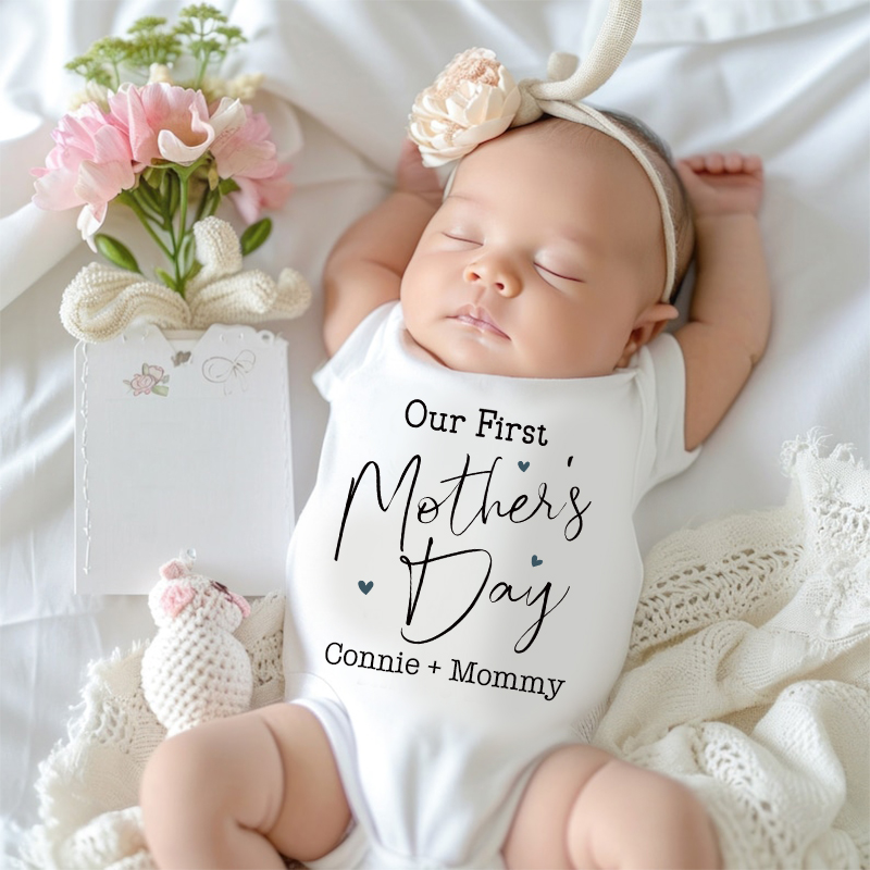 Personalized Our First Mother's Day Baby Cozy Onesie| BBcloth2211