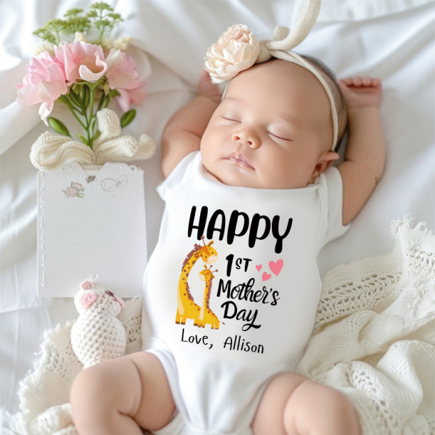 Personalized Happy 1st Mother’s Day Baby Cozy Onesie| BBcloth2214
