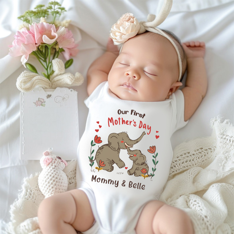 Personalized Our First Mother's Day Baby Cozy Onesie| BBcloth2215