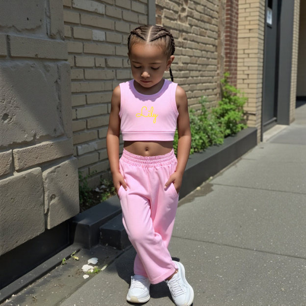 Personalized 2PCS Girl Summer Sleeveless Vest Set| Cloth222