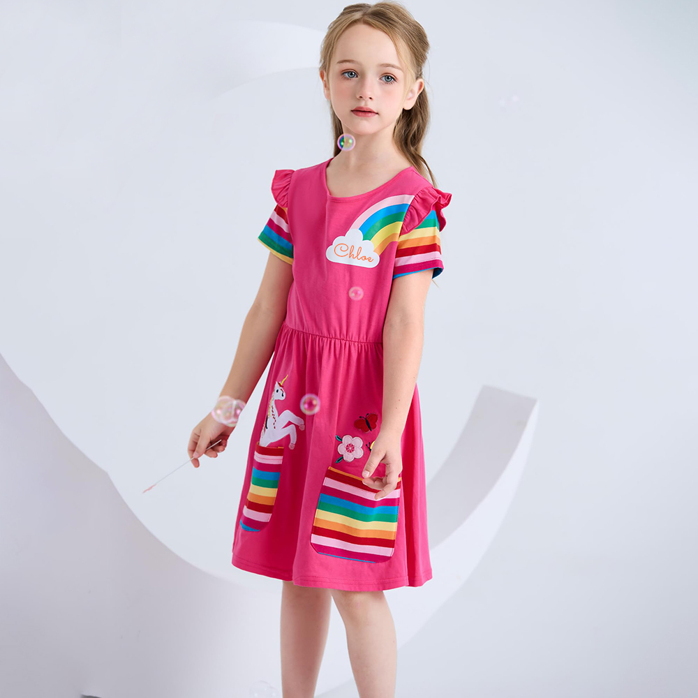 Personalized Girl Rainbow Unicorn Birthday Dress| Dress10