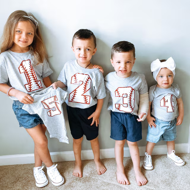 Personalized Kids Baseball Numbers T-Shirts| Cloth149