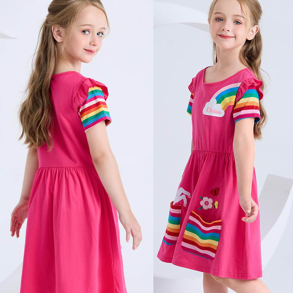 Personalized Girl Rainbow Unicorn Birthday Dress| Dress10