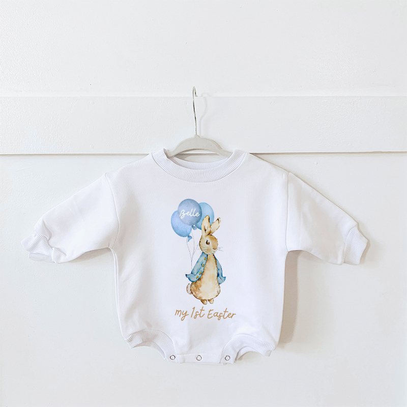 Personalized Baby's First Rabbit Sweatshirt Romper| BBcloth8202