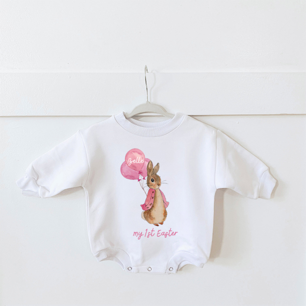 Personalized Baby's First Rabbit Sweatshirt Romper| BBcloth8202