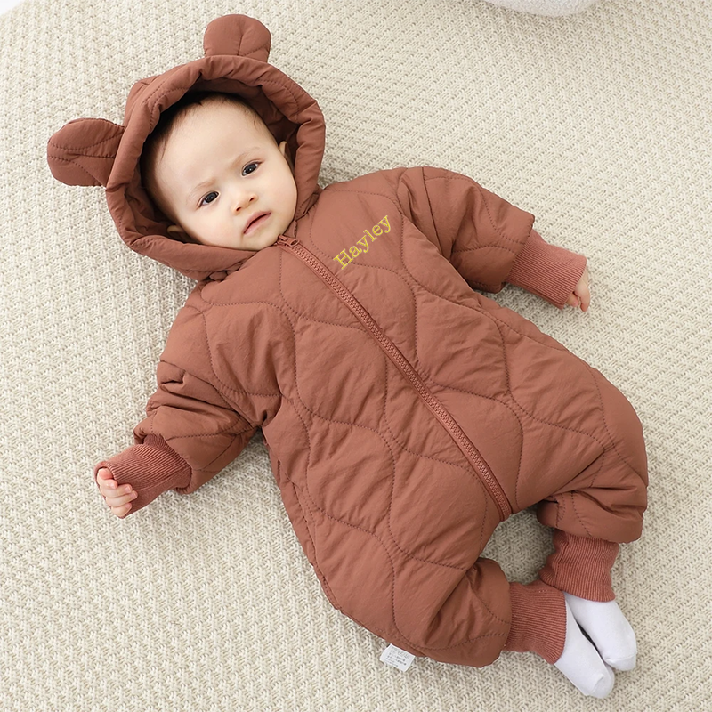Personalized Baby Winter Embroidered Hooded Jumpsuit Coat| BBCloth72