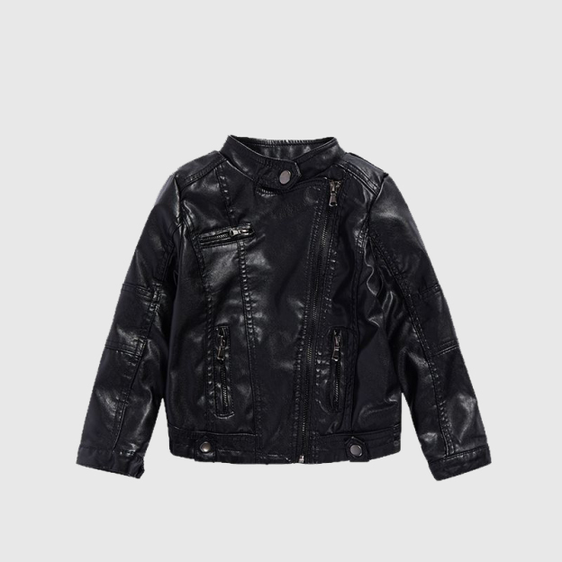 Personalized Kids Embroidered Zip Up Faux Leather Jacket| Cloth250
