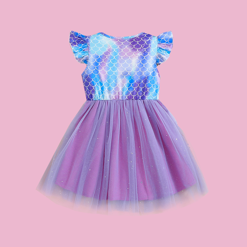 Personalized Girl Mermaid Birthday Mesh Dress| Dress56