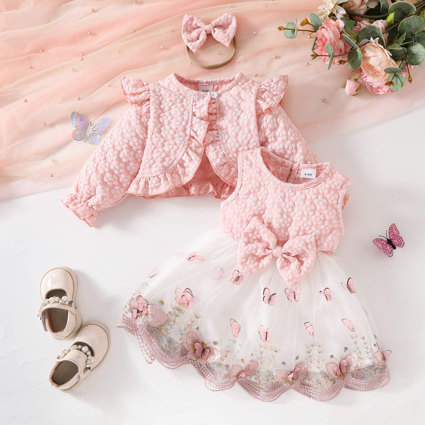Personalized Girl  Floral Coat & Headband Casual Dress| Dress40
