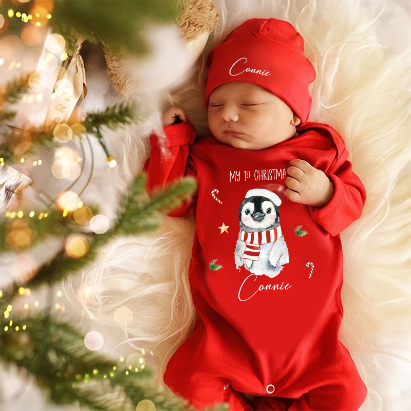 Personalized Baby My First Christmas Penguin Outfit| BBcloth1225