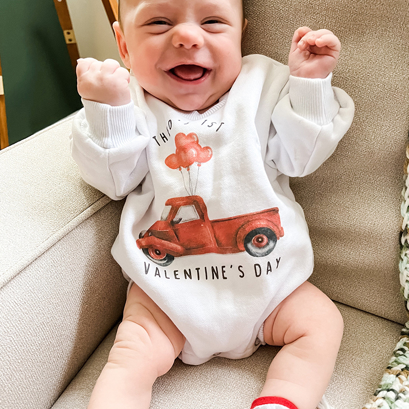 Personalized Baby First Valentines Day Sweatshirt Romper| YESVa04
