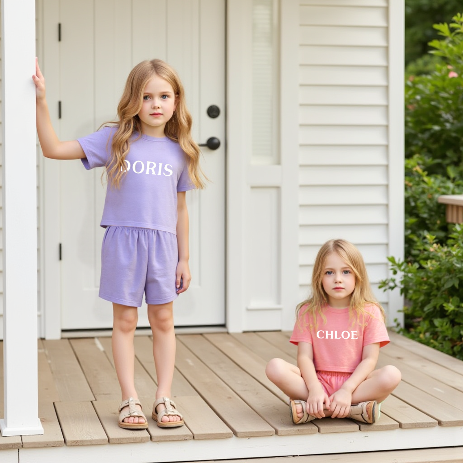 Personalized Kid Summer Puff Name T-Shirt and Shorts Set| Cloth232