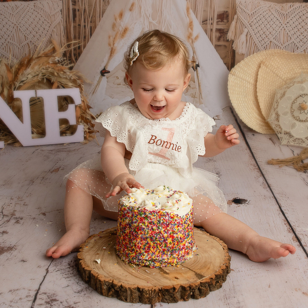 Personalized Baby Girl 1st Birthday Embroidered Romper| BBCloth87