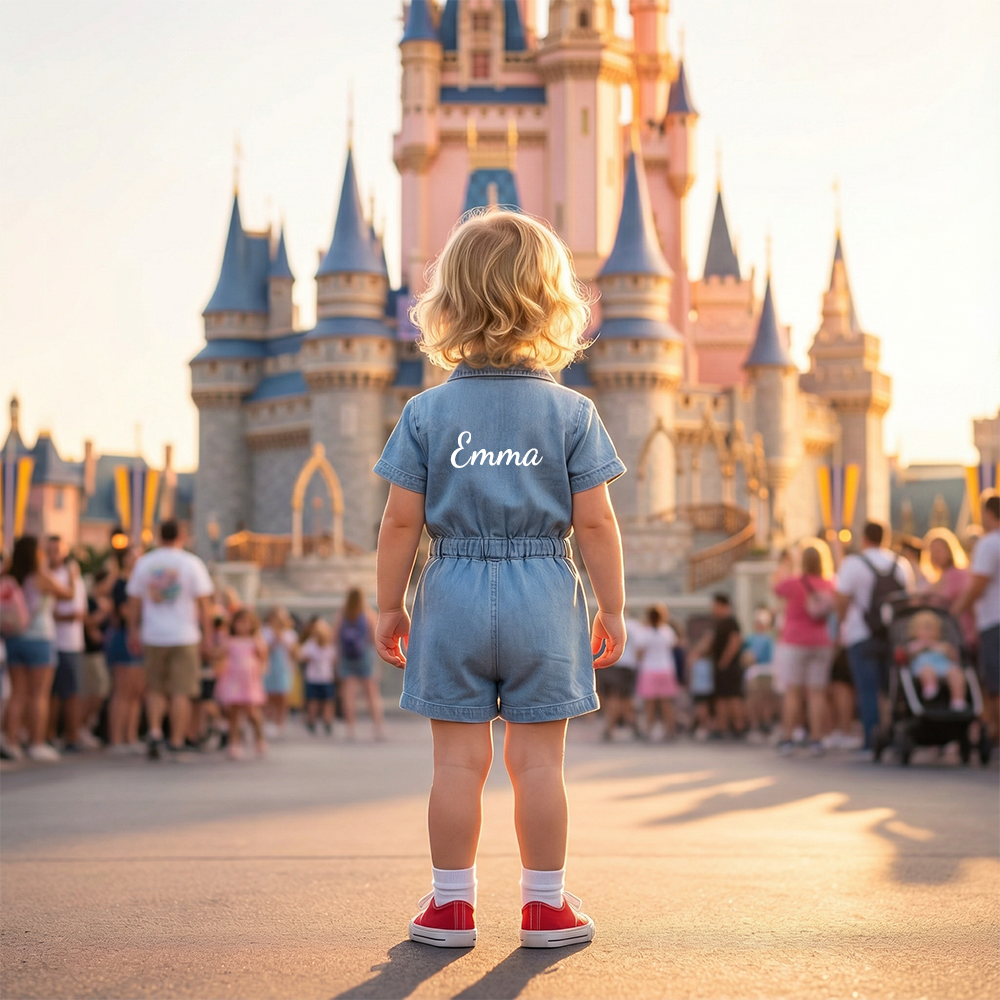 Personalized Kids Casual Denim Jumpsuit | Cloth264