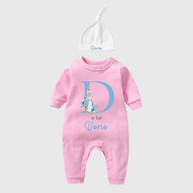 Personalized Rabbit Initial Baby Going Home Sets| BBCloth1220
