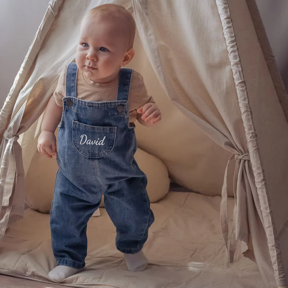 Personalized Kids Denim Overalls| Pants05