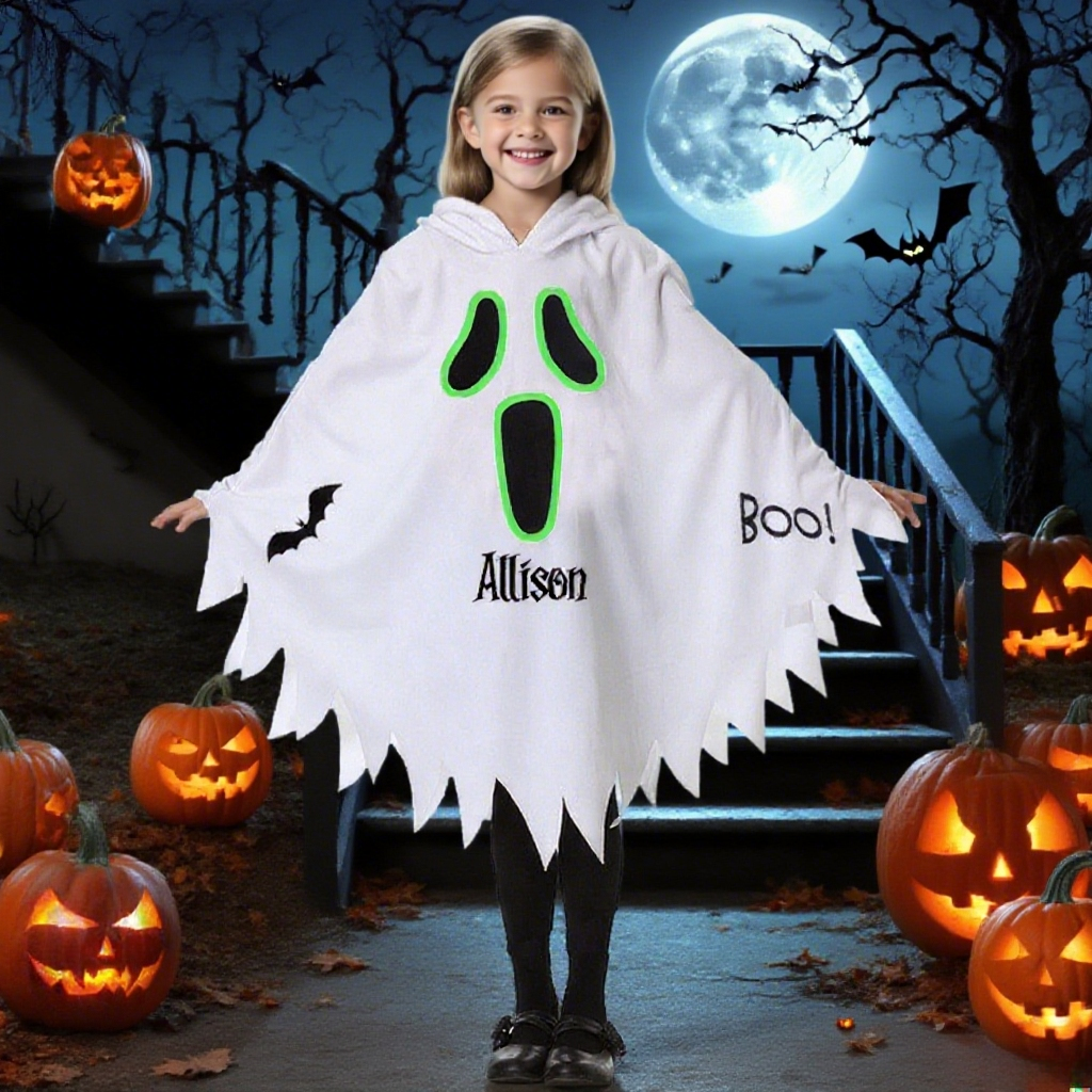 Kids Halloween Ghost Glow Costume Cloak Cape| YESHalloween01