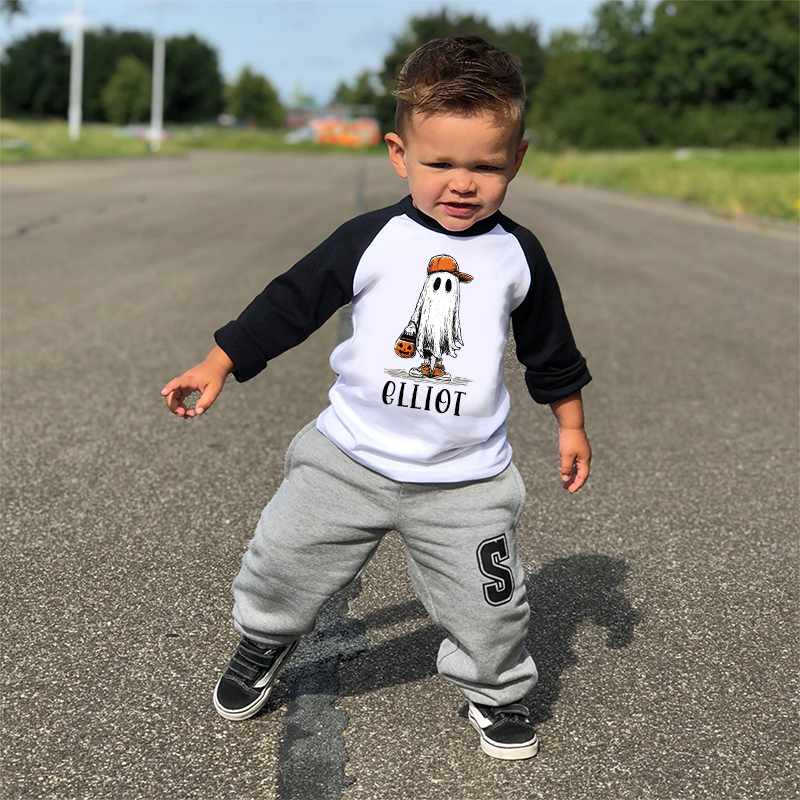 Personalized Kids Halloween Ghost Pumpkin Long Sleeves Shirt| Cloth12448