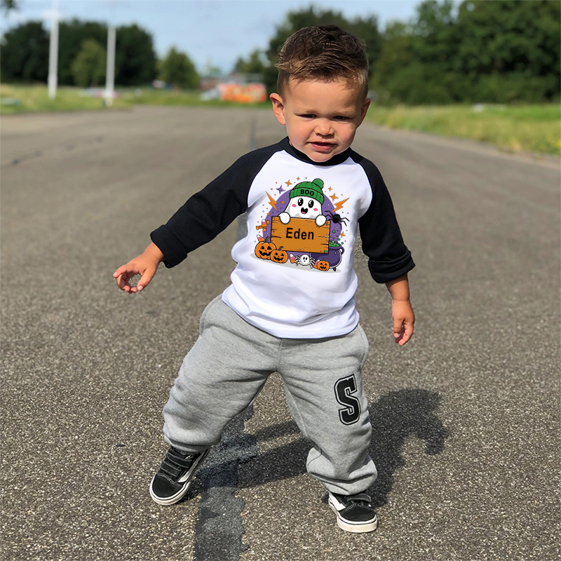 Personalized Kids Halloween Ghost Long Sleeves Shirt| Cloth12450