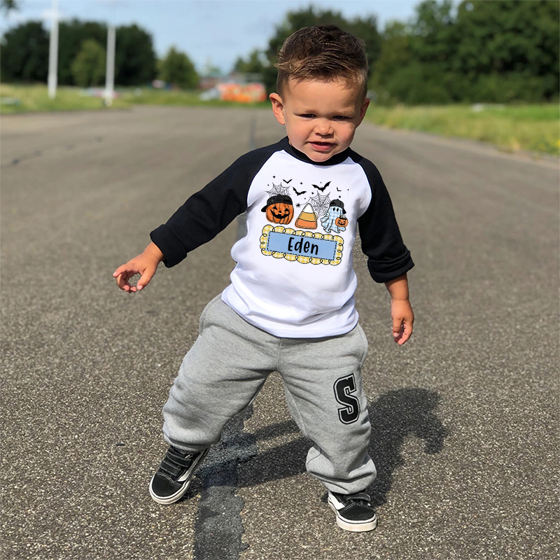 Personalized Kids Halloween  Ghost Pumpkin Long Sleeves Shirt| Cloth12451