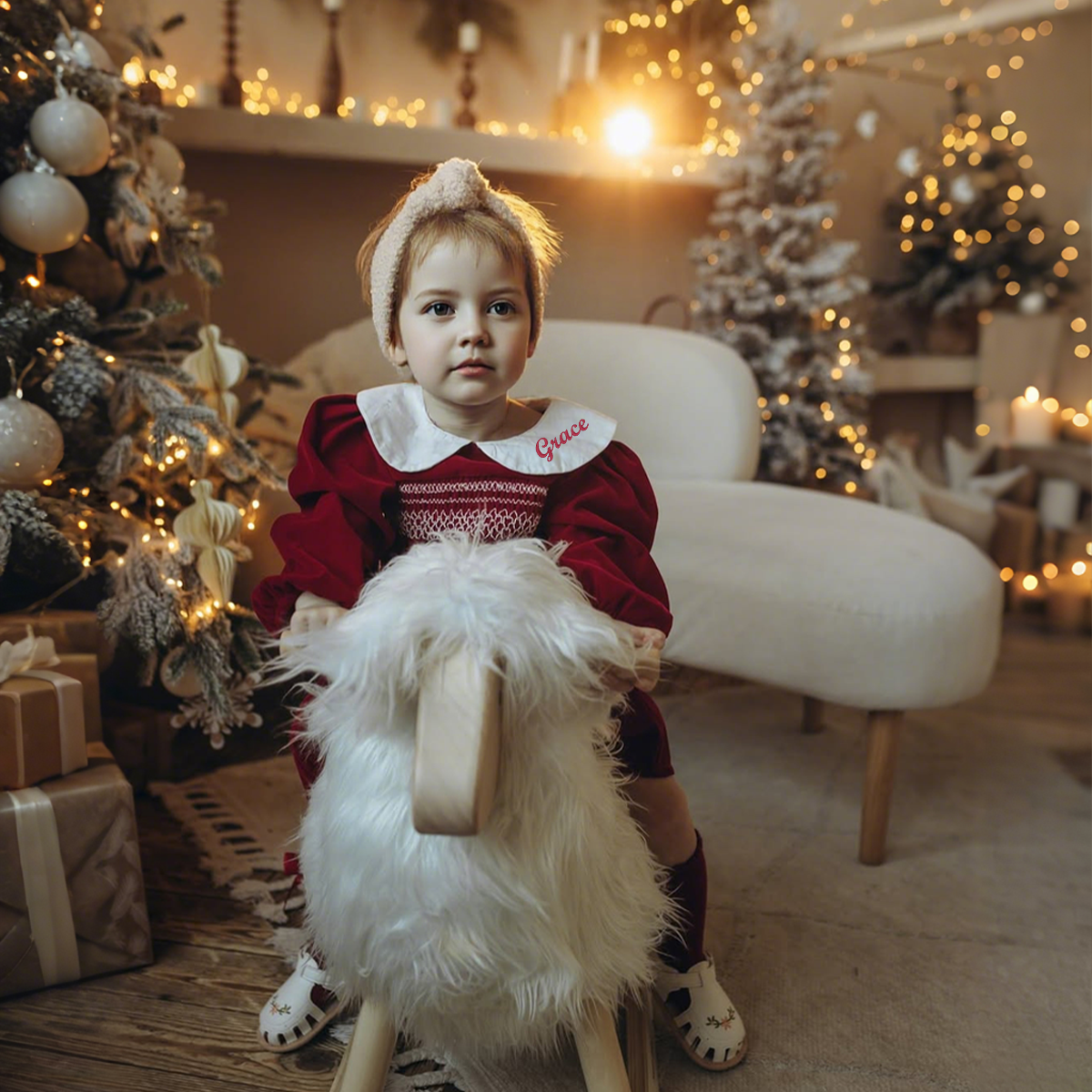 Personalized Girl Embroidered Christmas outfit| Cloth242