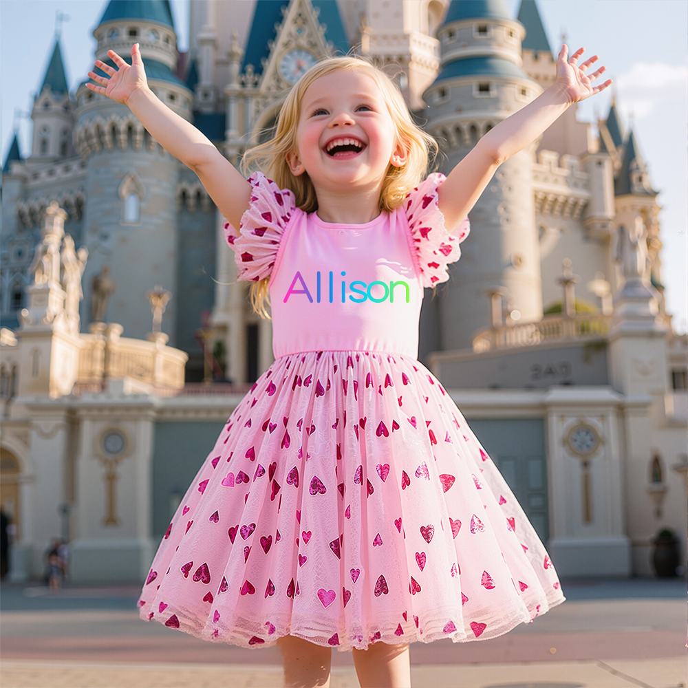 Personalized Girl Birthday Pink Heart Mesh Cake Dress| Dress28