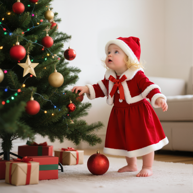 Personalized Girl Christmas Dress Set with Cape & Santa HatYESMC14