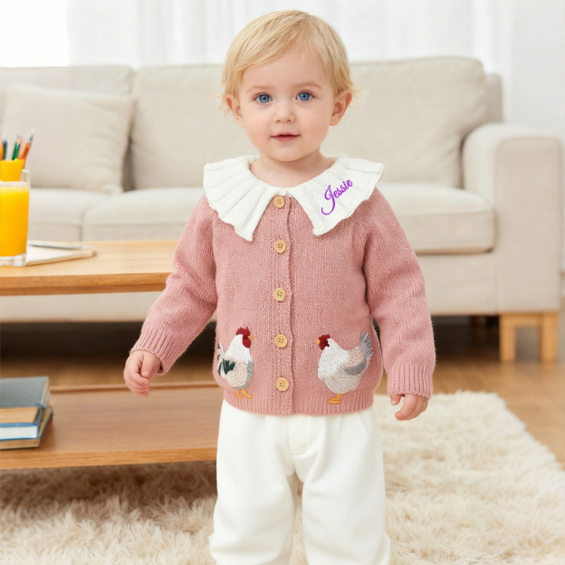 Personalized Baby Embroidered Chick Cardigan| BBcloth102