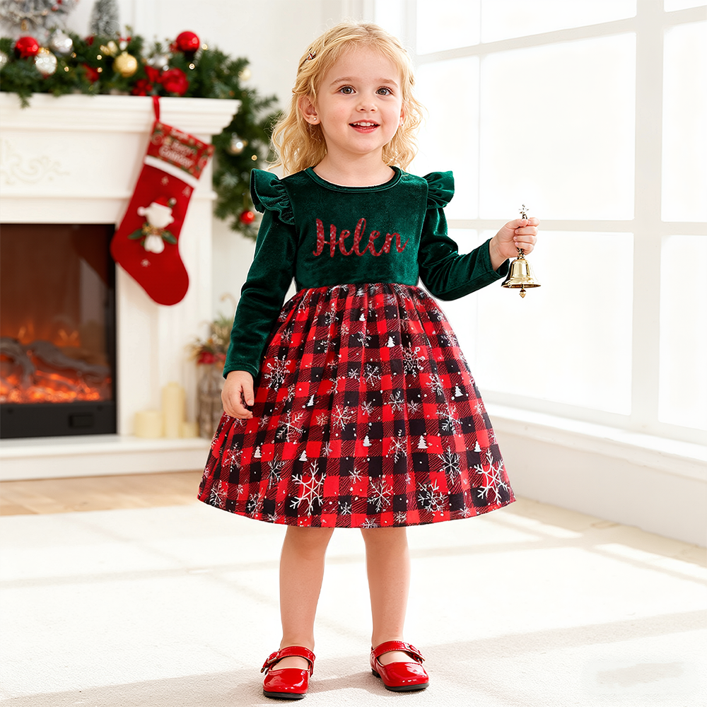 Personalized Girl Christmas Cute Snowflake Dress| YESMC25