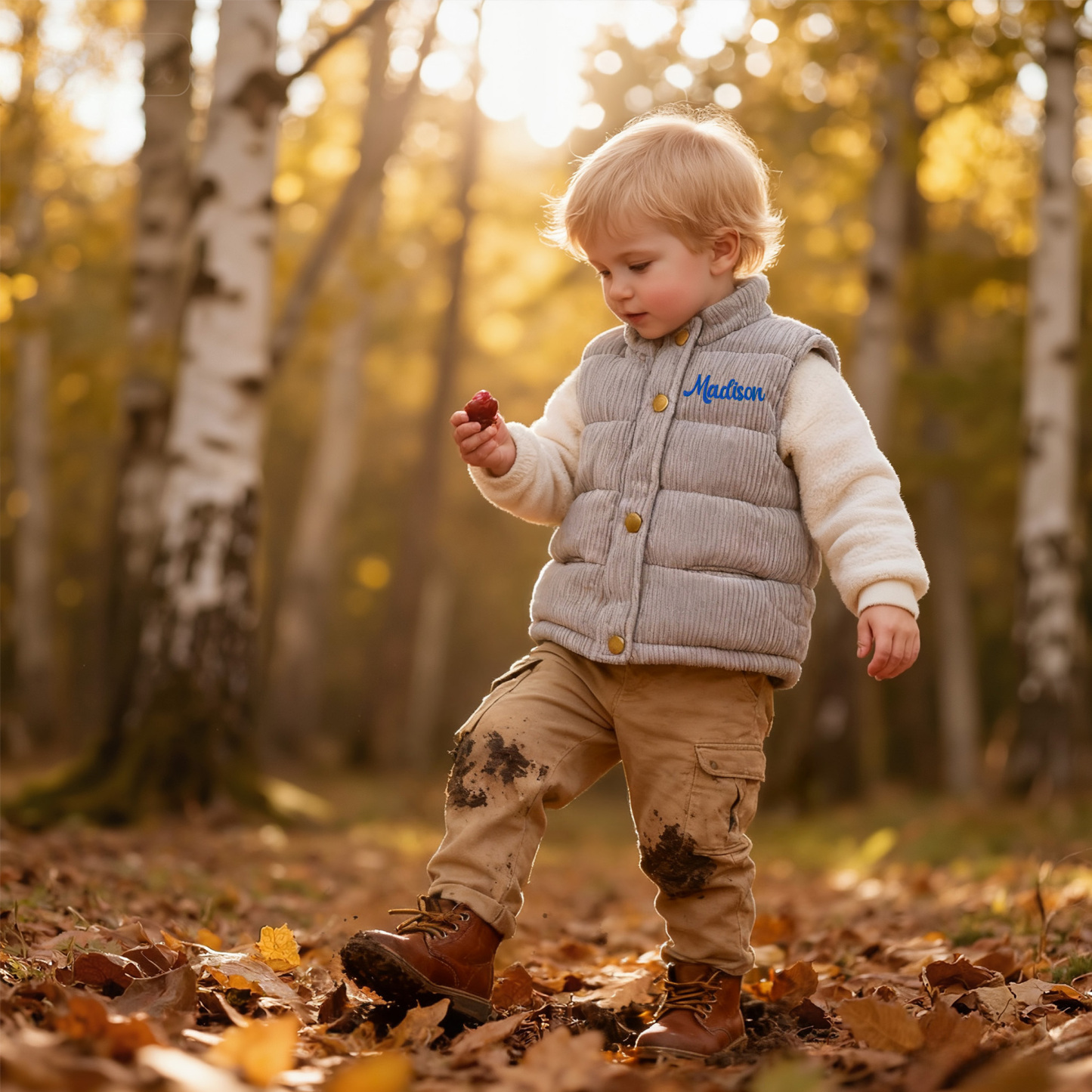 Personalized Kid Embroidered Corduroy Vest| Cloth252