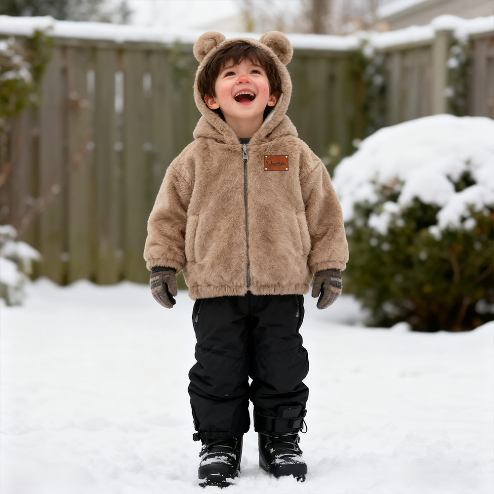 Personalized Leather Patch Kids Bear Jacket| Cloth255