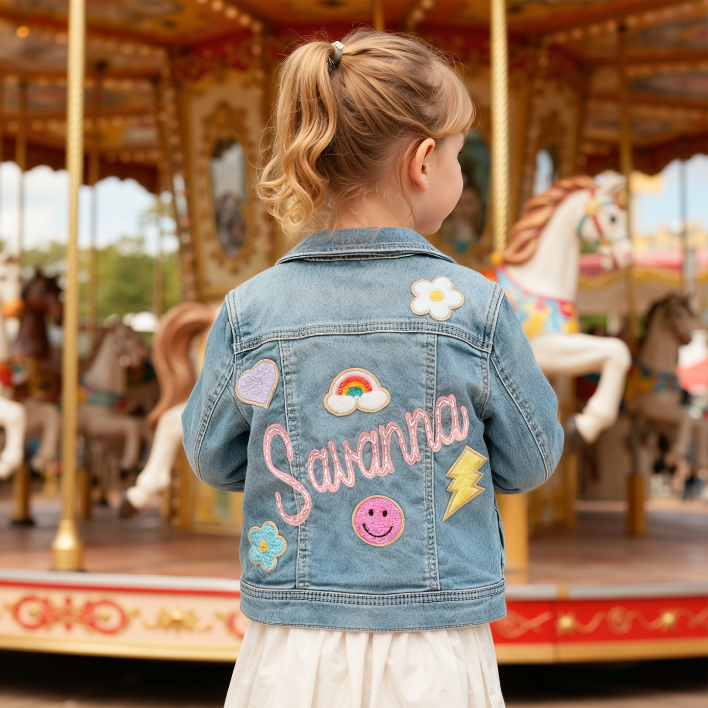Personalized Hand-Embroidered Kid Denim Jacket| Cloth258