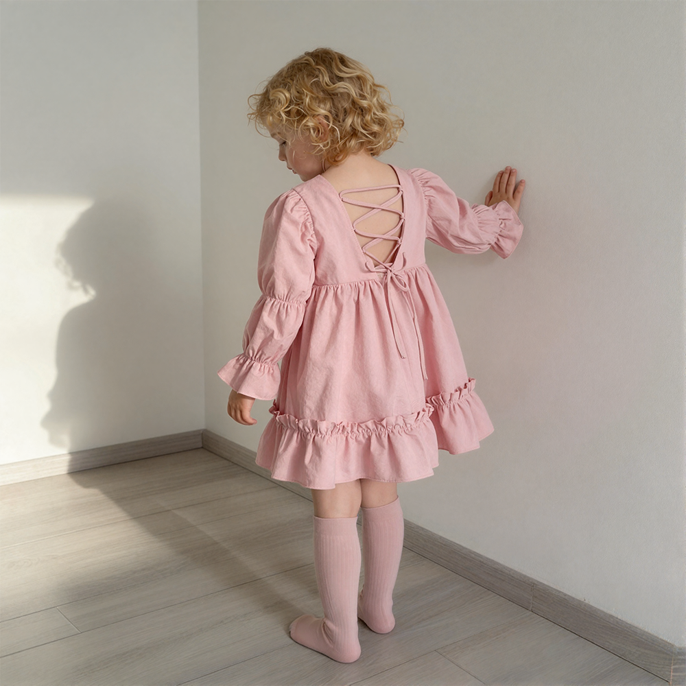 Personalized Girl Pink Lantern Sleeves Dress| Dress45
