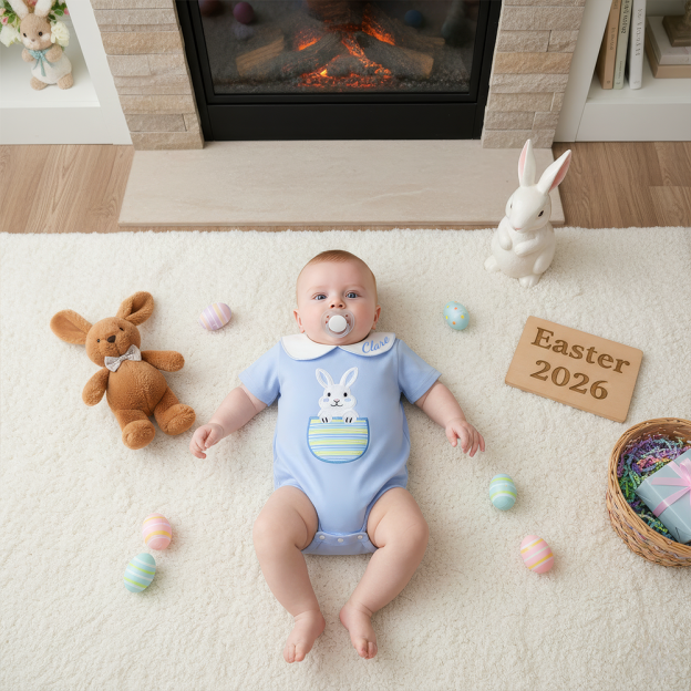 Personalized Baby Easter Bunny Romper| BBcloth126